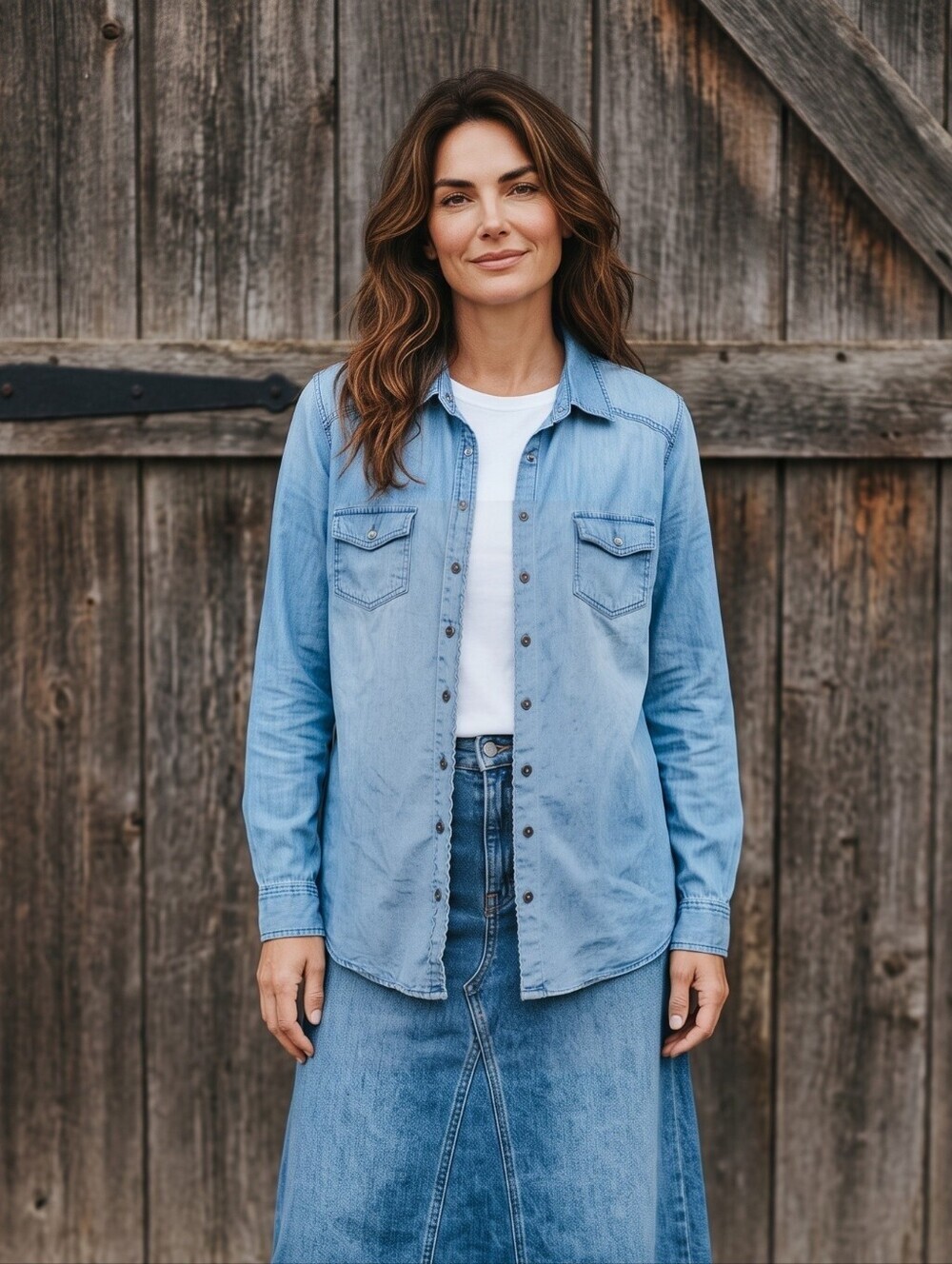 torrid Light Blue Denim Button-Down Shirt